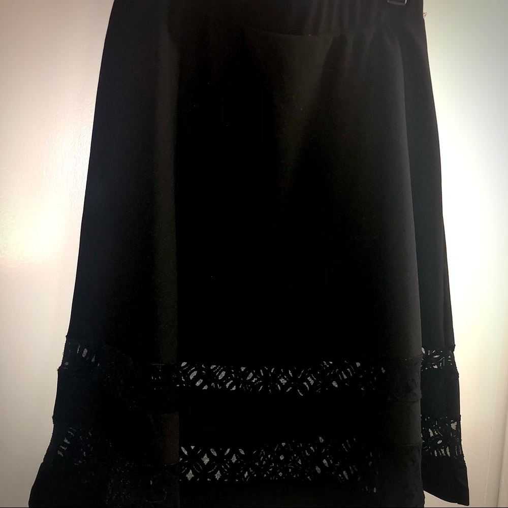 Cato•Black Midi Skirt•Sheer paneling design•Size M